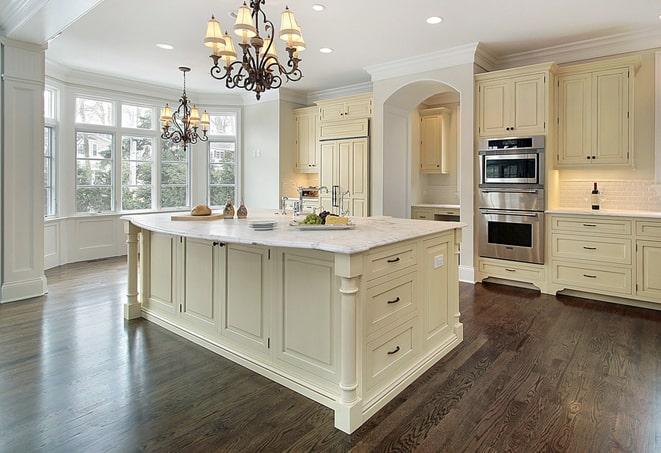 close-up of textured laminate flooring in a kitchen in Leona Valley